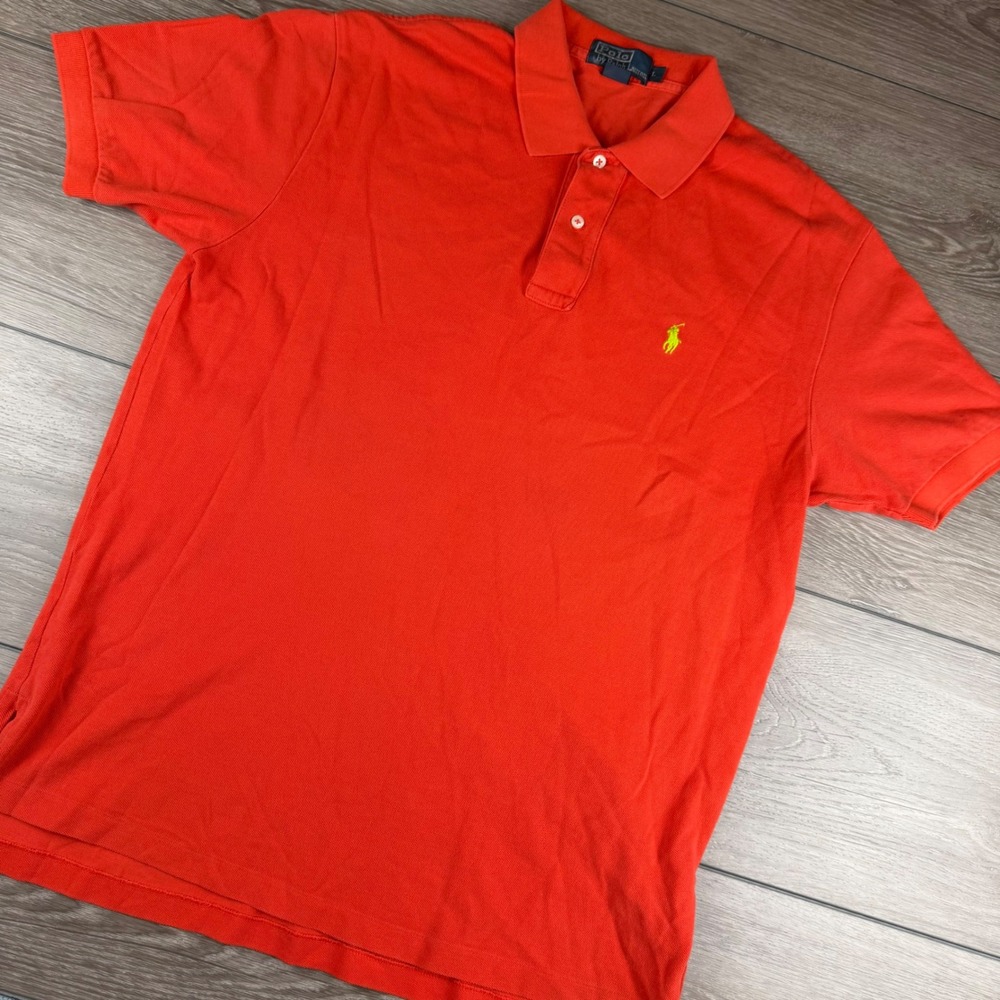 Polo Ralph Lauren Mens Polo Shirt Short Sleeve Pique Orange Large